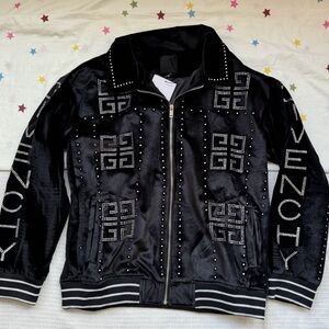 Givenchy Rhinestone Velvet Logo Jacket